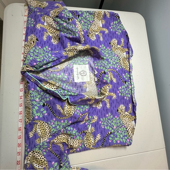 ANTHROPOLOGIE PRINTFRESH Violet Bagheera Cheetah Print Cropped Pajama Set Sz S - Picture 6 of 15